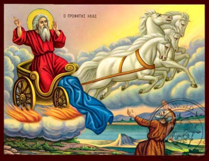 prophet elias on chariot prophet elisha nazarene art icon n26035 696x538 1